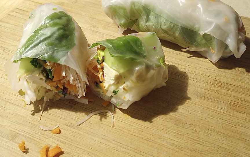 summer rolls made with tofu and fresh vegis
